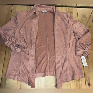 NWT Roz & Ali Soft Pink Open Front Blazer Size Large 100% Polyester